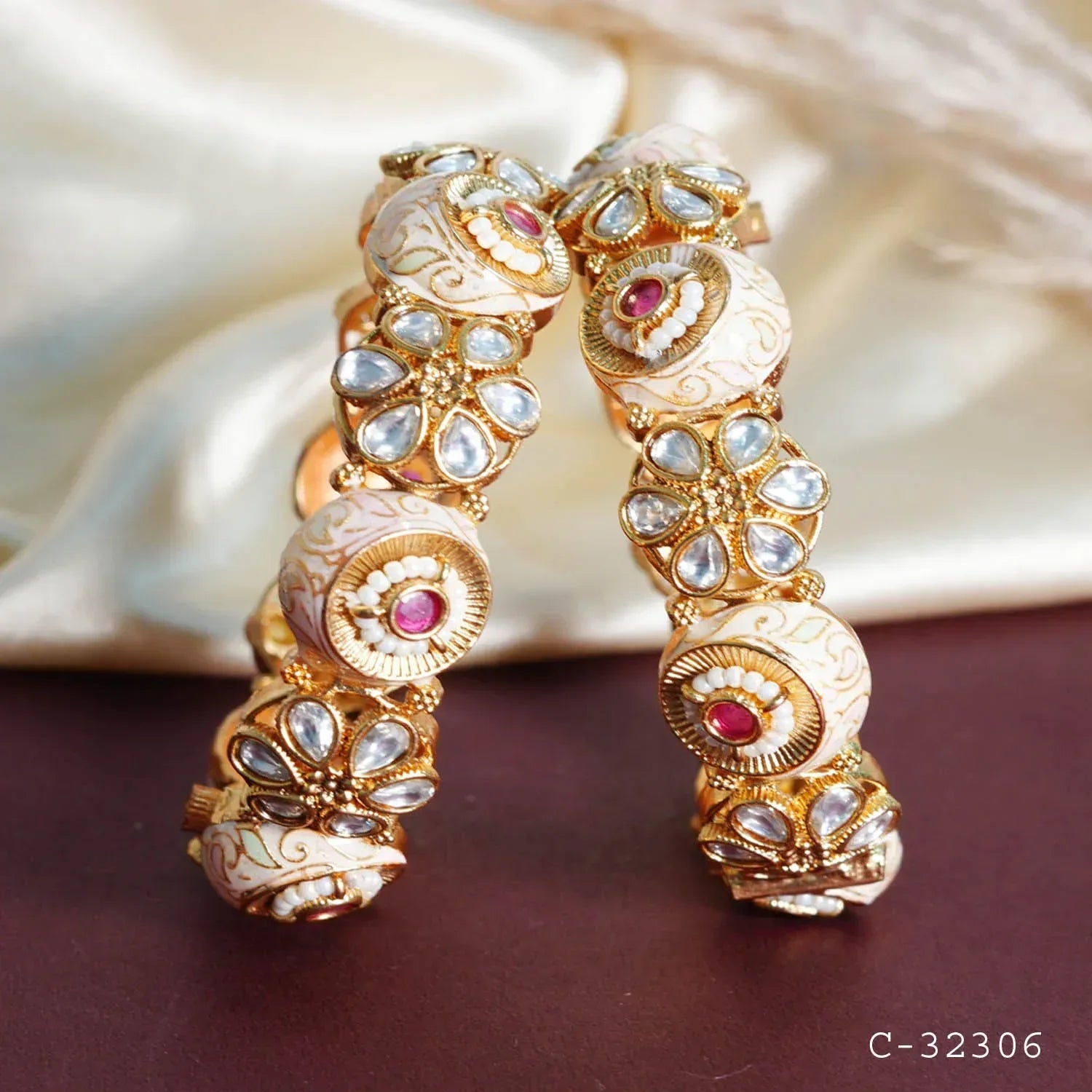 Antique Design Bracelet for Women, Brass Kada Traditional Indian Jewelry Girls - The Golden Cascade